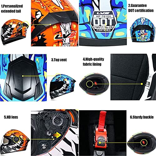 Motorcycle Sport Full Face Helmet, Dual Visor Adult Lightweight Helmet W29195