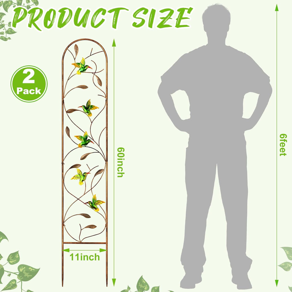 2 Pack 60 Inch High Metal Garden Trellis for Climbing Plants O957