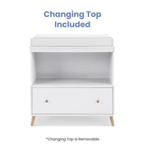 Bianca White Natural Convertible Changing Table with Drawer K41385