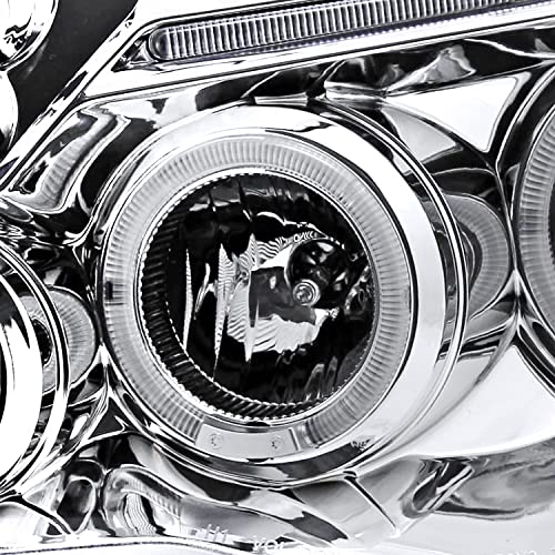 LED Halo Chrome Housing Clear Lens Projector Headlights Pair F909