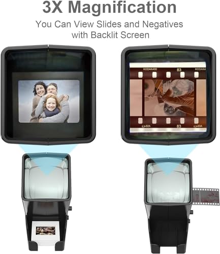 35mm Slide and Film Viewer, 3X Magnification LED Lighted Illuminated Viewing, USB Powered Battery Operation H541