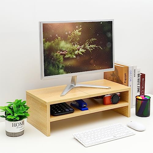 Wooden Monitor Stand Riser 2 Tier Laptop Stand with Storage X680399