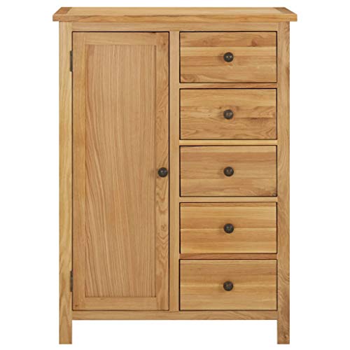 Solid Oak Wood Wardrobe with Hanging Rail and Drawers P40239