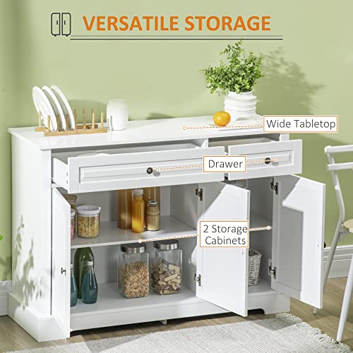 White Sideboard with 2 Drawers and Adjustable Shelves F6806