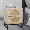 2 Drawer Rattan Wood Nightstand R491