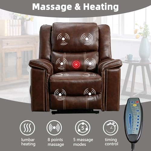 Dark Brown Genuine Leather Power Lift Recliner Chair R100842