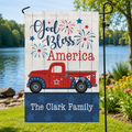 Personalized God Bless America Pick Up Truck Garden Flag