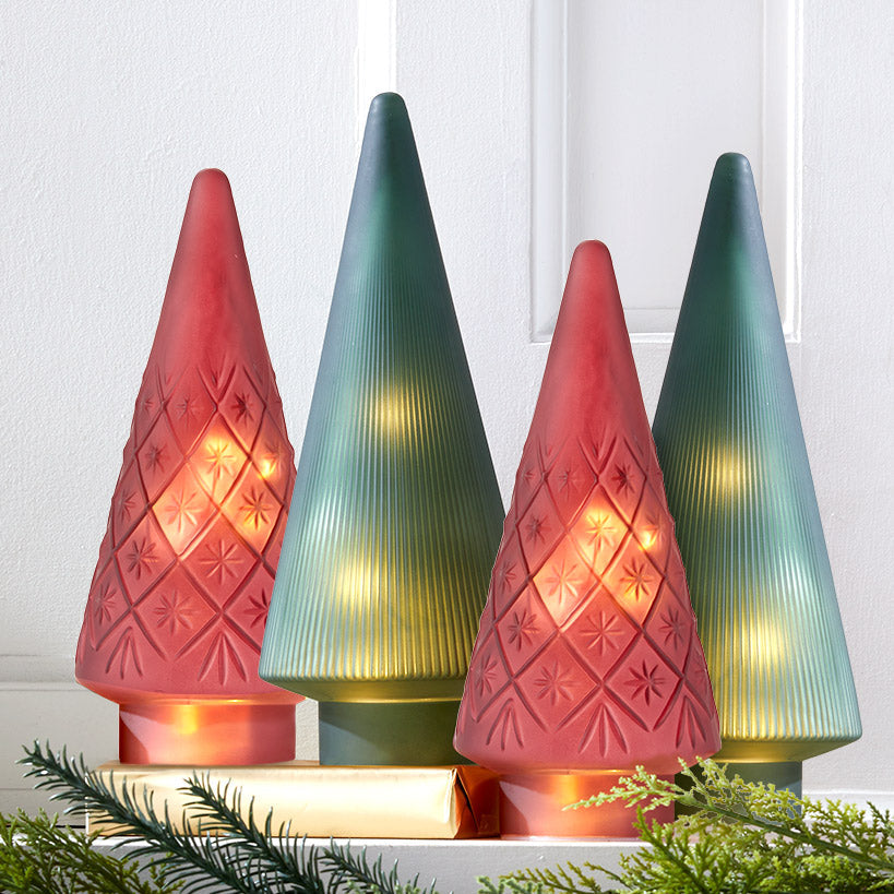 Burgundy Snowflake Glass Tabletop Tree M956874