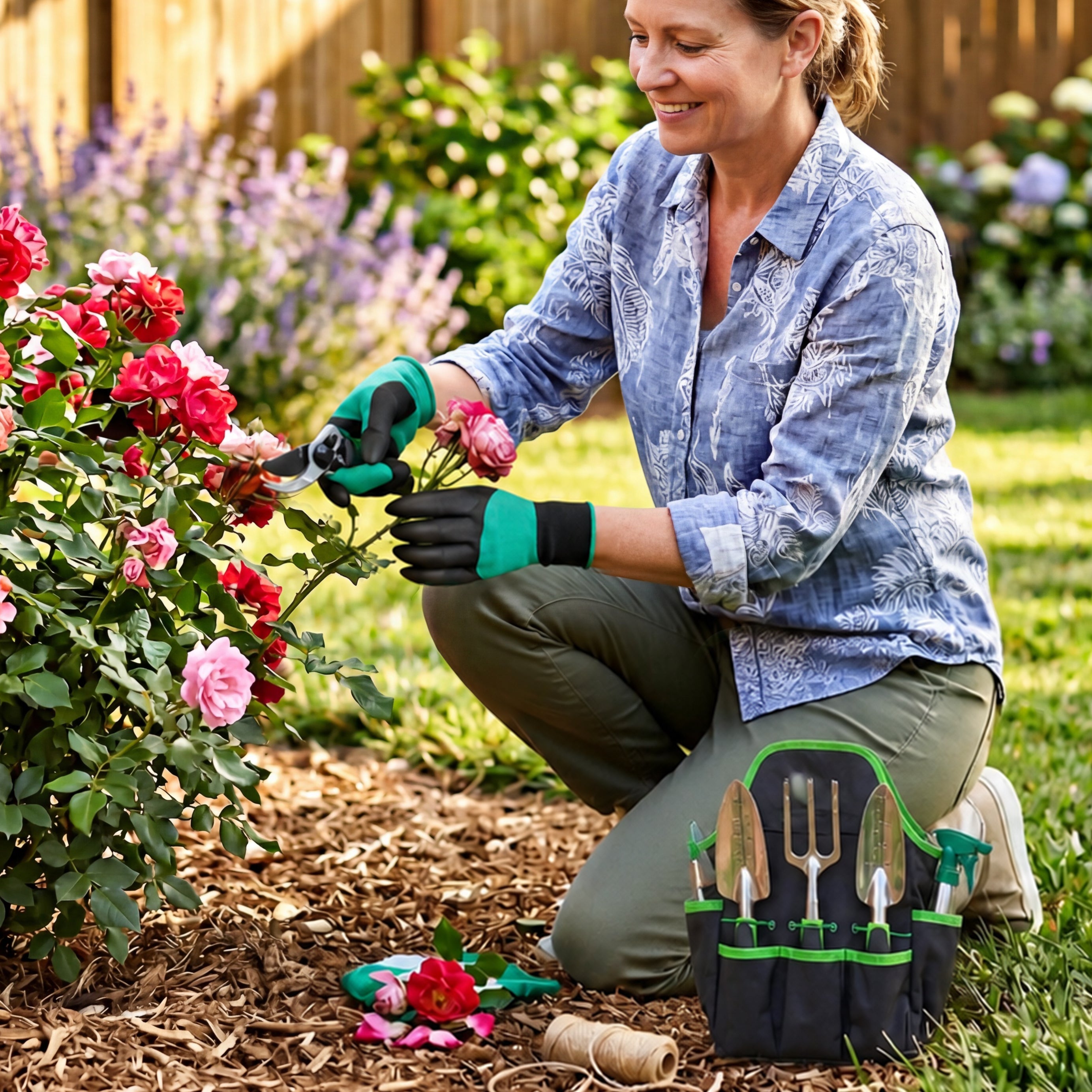 Garden Tool Set With Caddy - 9 Piece Set