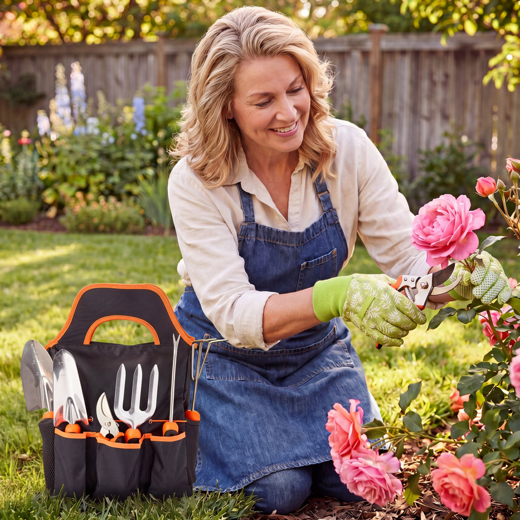 Garden Tool Set With Caddy - 7 Piece Set