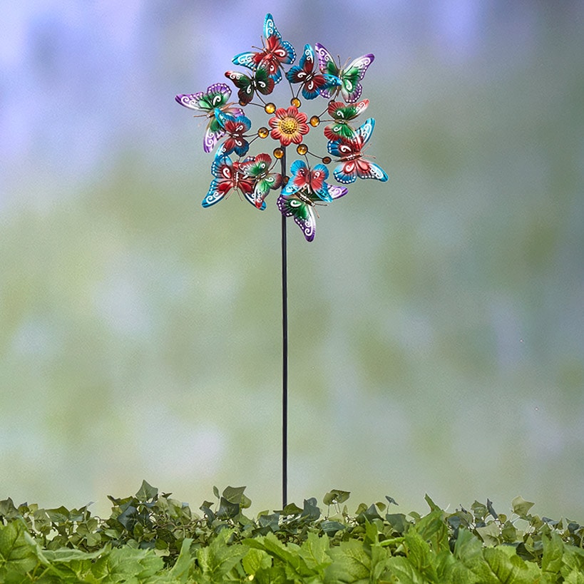 Garden Wind Spinner Stakes with Ladybug, Hummingbird, and Butterfly