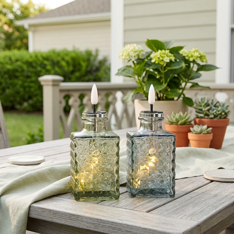 Solar LED Bitters Glass Aux Candle Light