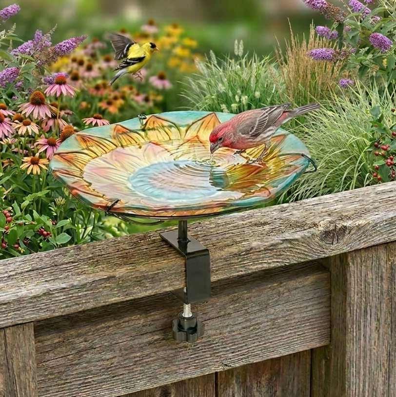 Sunflower Birdbath Or Feeder - Deck Mounted