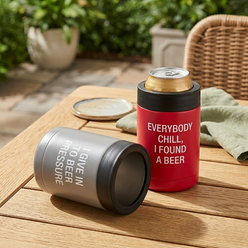 Beer Can Cooler with Hilarious Phrases