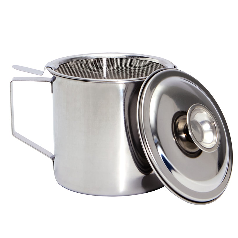 Grease Container with Removable Strainer Stainless Steel