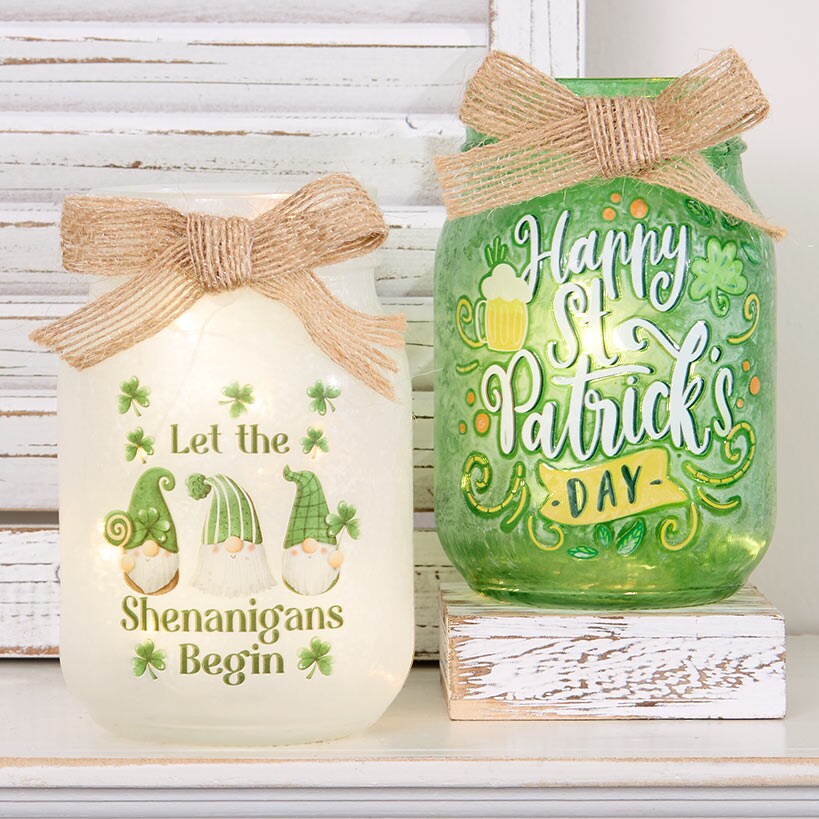 St Patrick's or Valentine's Fairy Light Mason Jar