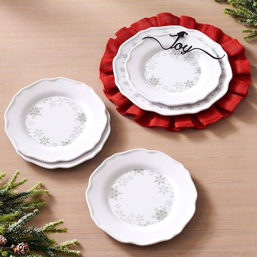 Christmas Place Setting Sentiment Word Decor or Salad Plates - Set of 4