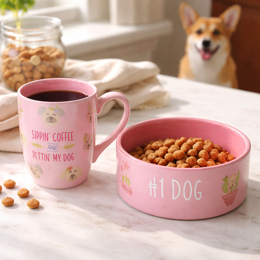 Dog Bowl and Coffee Mug Gift Set B61356