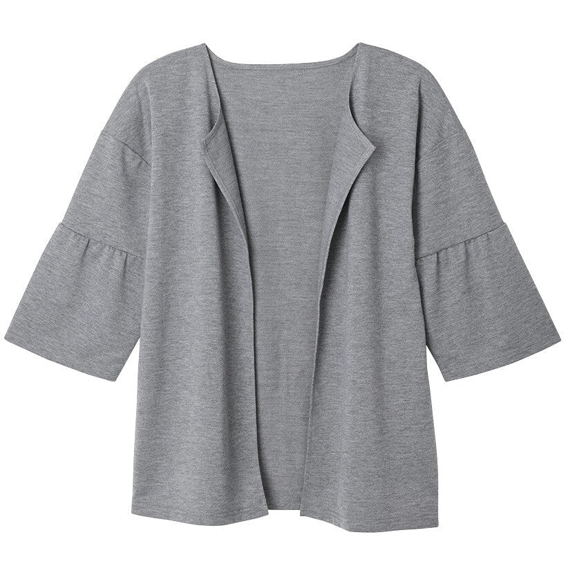 Ruffle Sleeve Open Front Cardigan H241593