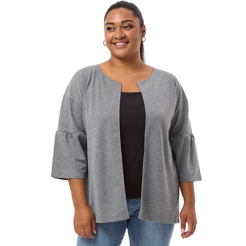Ruffle Sleeve Open Front Cardigan H241593