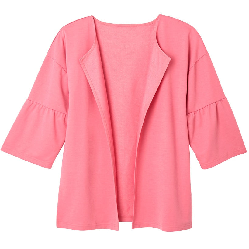 Ruffle Sleeve Open Front Cardigan H241593