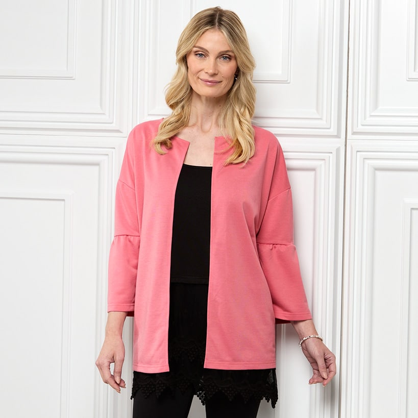 Ruffle Sleeve Open Front Cardigan H241593