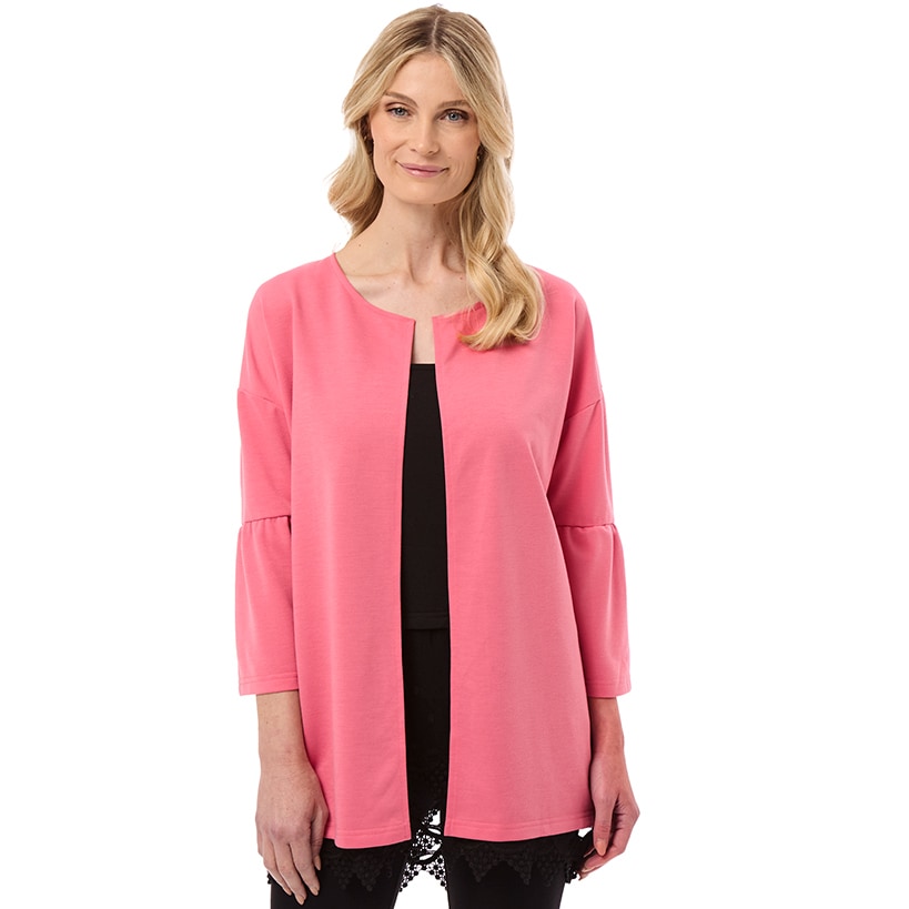 Ruffle Sleeve Open Front Cardigan H241593