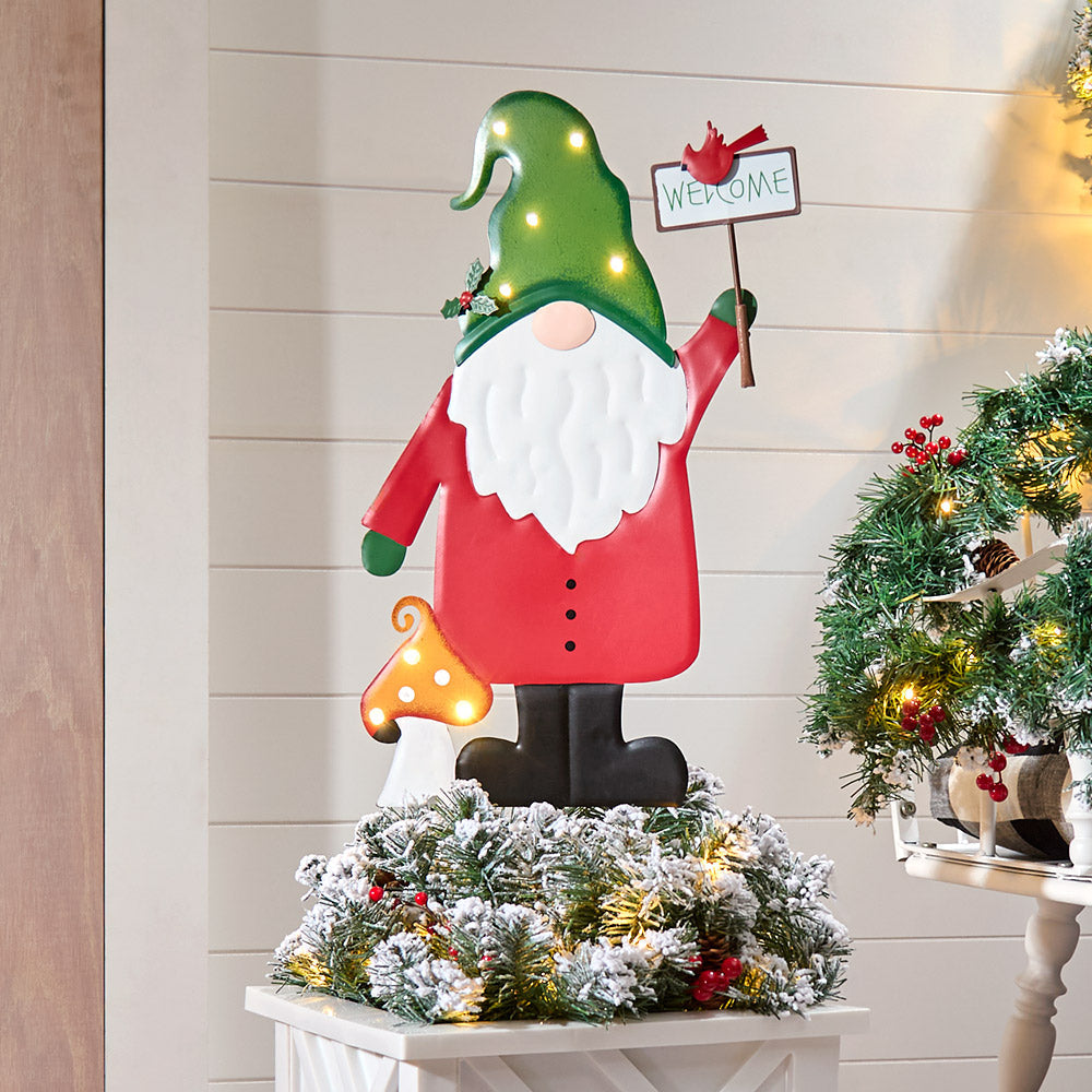 Lighted LED Holiday Gnome Garden Stake T1360