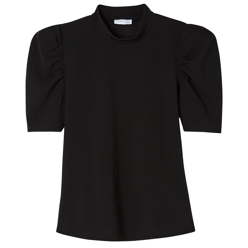 Women's Mock Neck Puff Sleeve Blouse