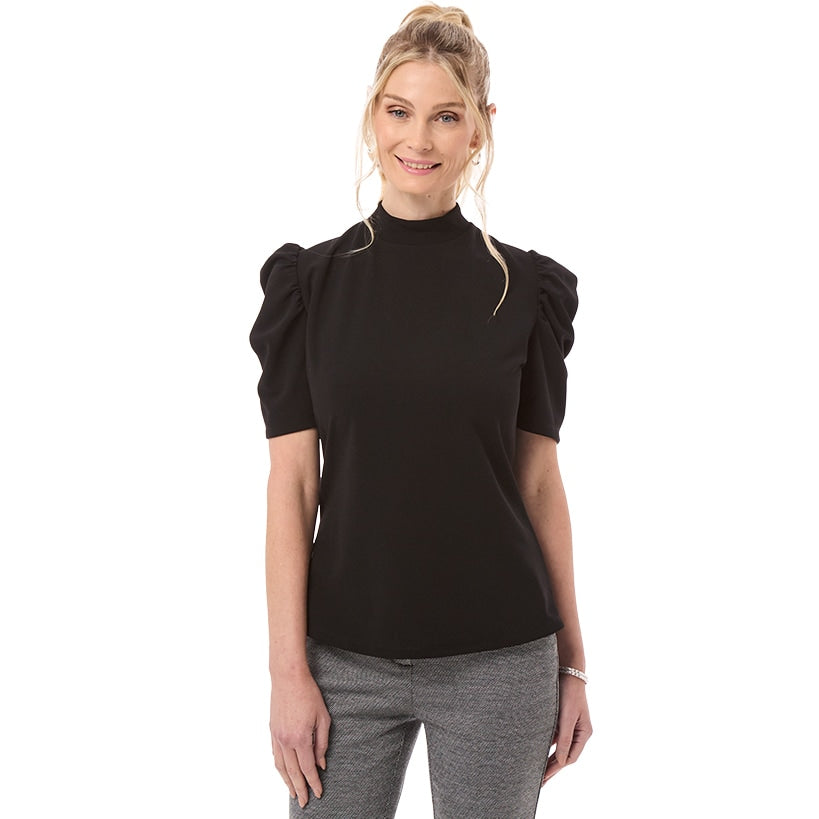 Women's Mock Neck Puff Sleeve Blouse