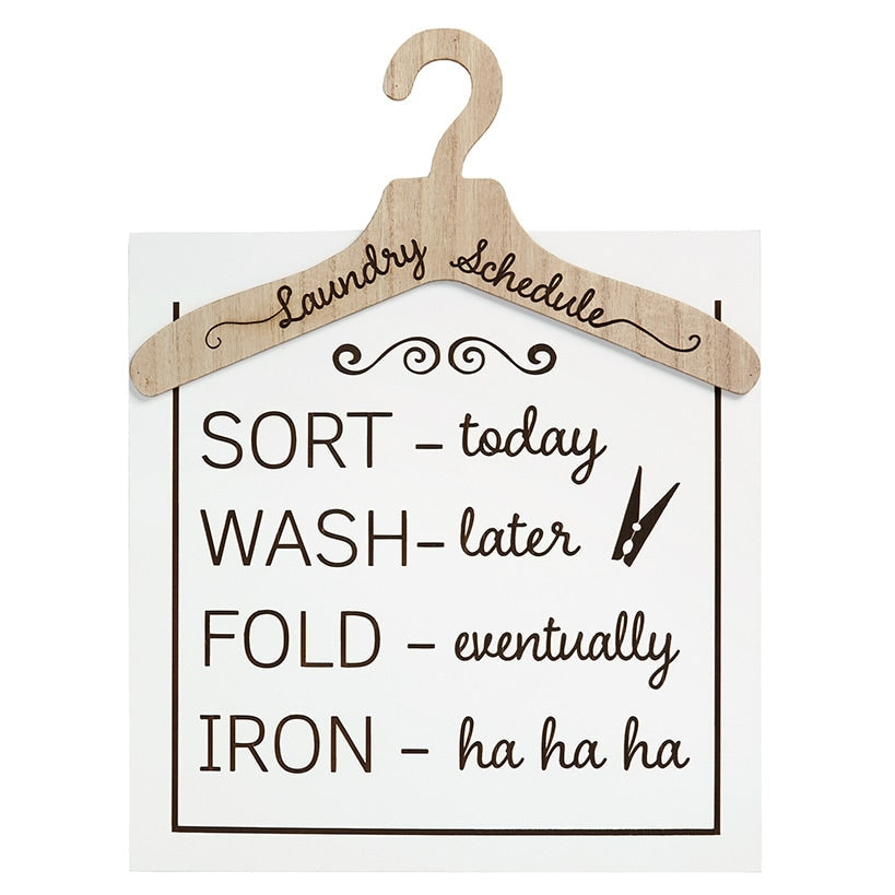 Humorous Laundry Room Wall Décor - Laundry Hooks or Schedule
