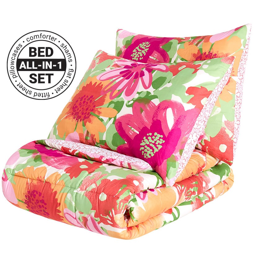 Summer Floral Reversible Complete Comforter Set