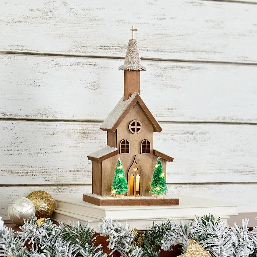 Lighted Country Church Decor A2238