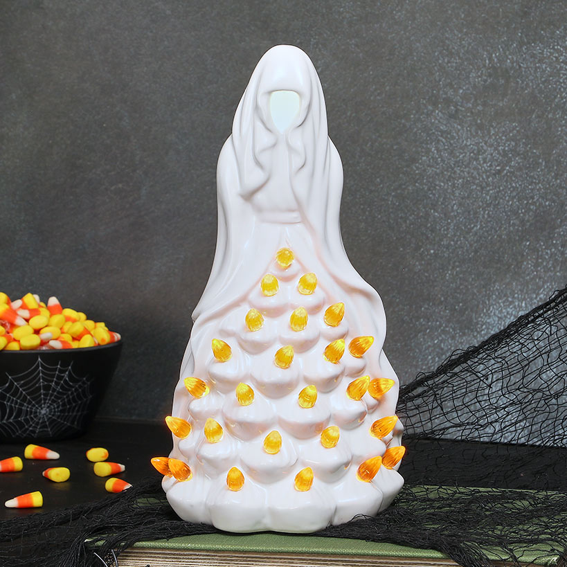 Halloween Witch Or Spirit LED Lighted Ceramic Tabletop Decor