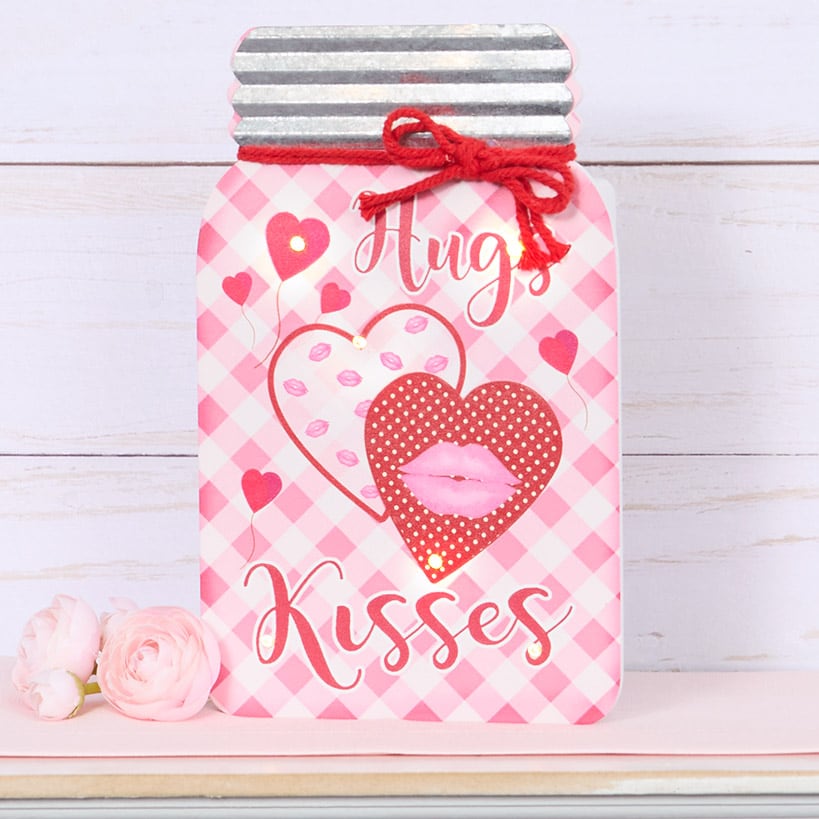 Lighted Mason Jar Wall Plaque With Saying for Valentine's and St Patrick's