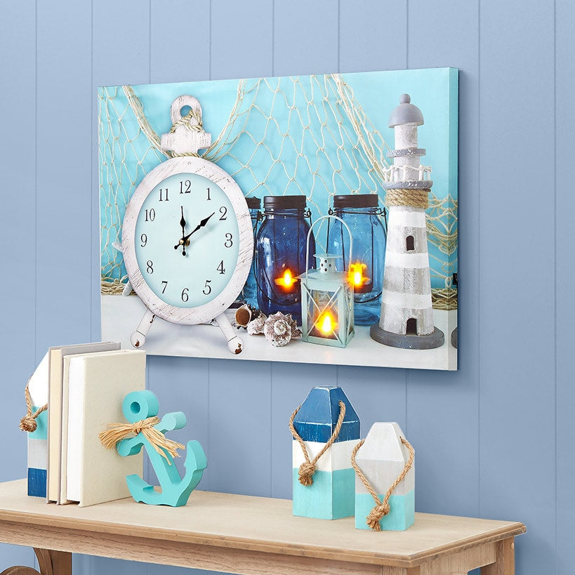 Themed Lighted Clock Wall Art