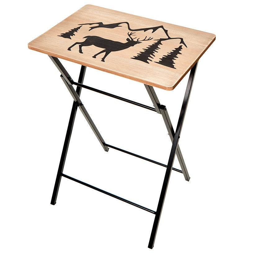 Folding Wood Tray Table with Lodge Design V950