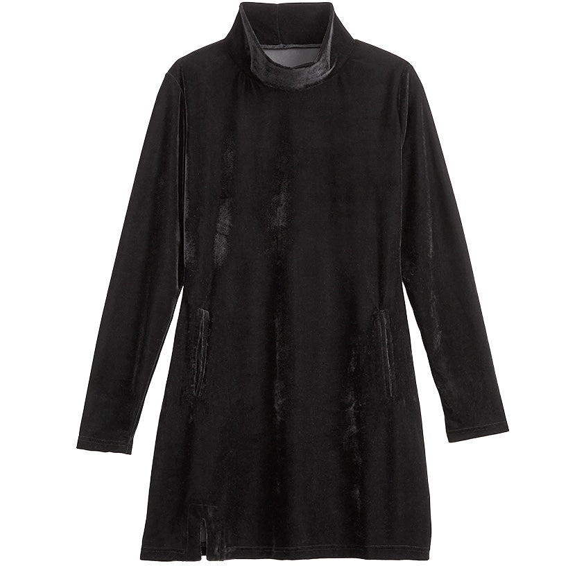 Women's Velour Long Tunic with Turtleneck