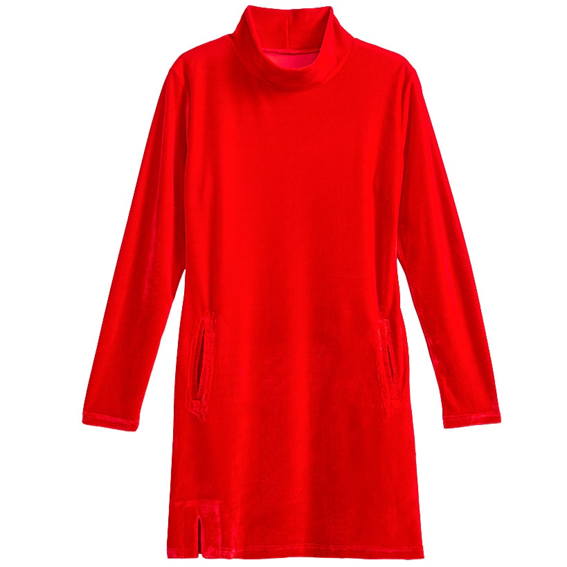 Women's Velour Long Tunic with Turtleneck