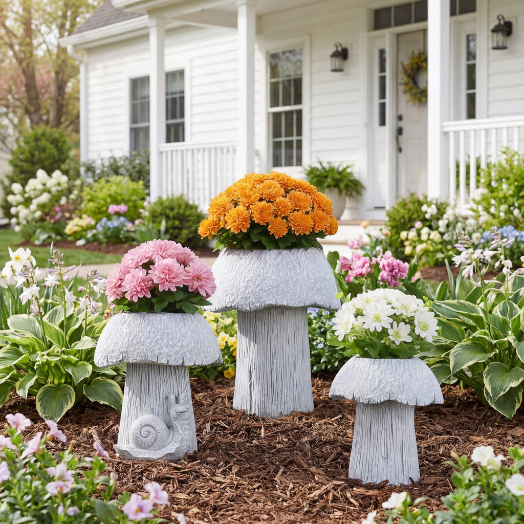 Mushroom Planter Gray Garden W352352