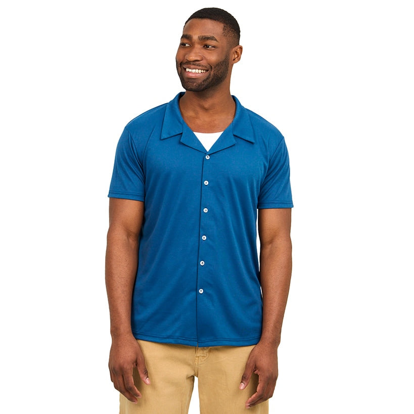 Men's Navy Button Down Short Sleeve Shirt X661