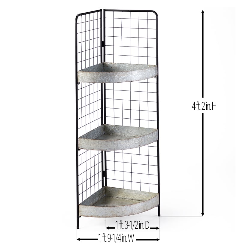 3-Tier Metal Corner Shelf
