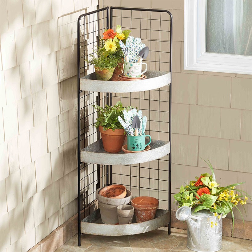 3-Tier Metal Corner Shelf