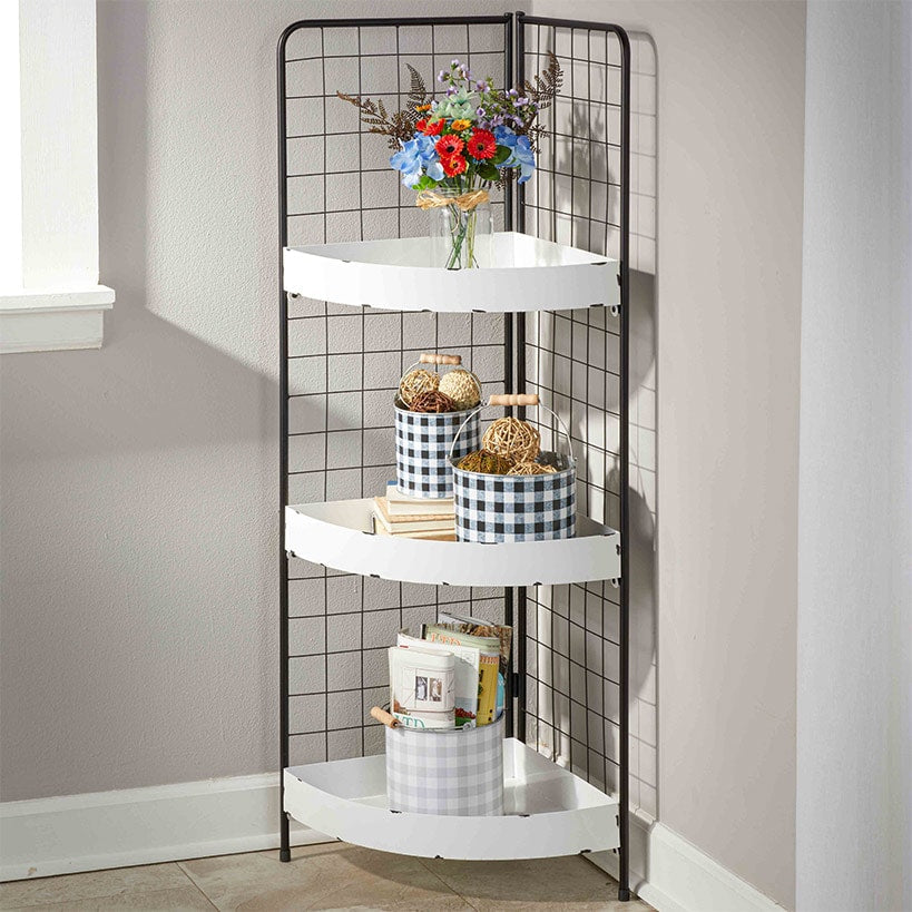 3-Tier Metal Corner Shelf