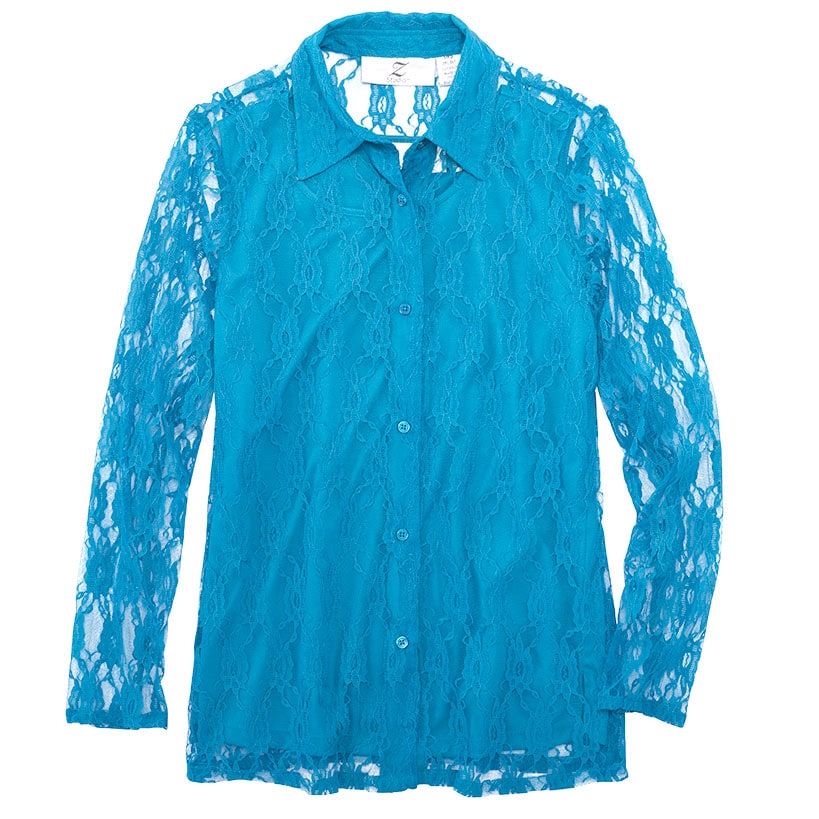 Women's Lace Long Sleeve Button Up Blouse