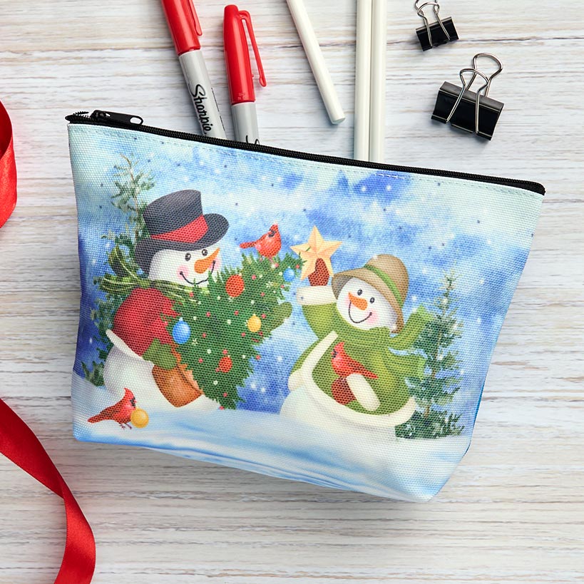 Christmas Zipper Pouch - Snowman or Gingerbread