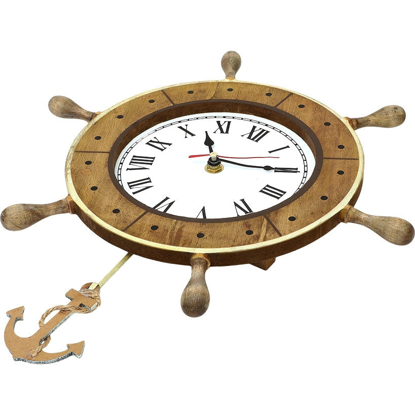 Nautical Boat Helm Wheel Pendulum Clock B216