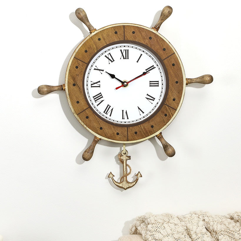 Nautical Boat Helm Wheel Pendulum Clock B216