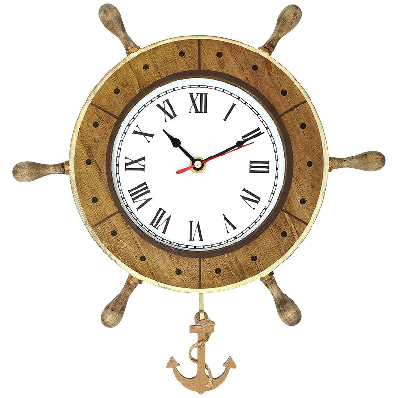 Nautical Boat Helm Wheel Pendulum Clock B216