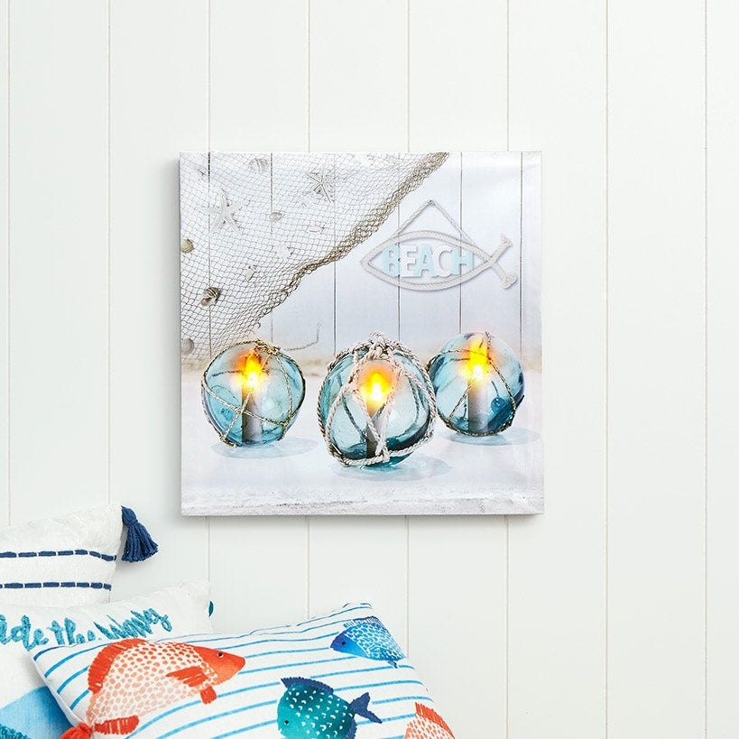Coastal Lighted Canvas Wall Art - Buoys, Candle, or Coastal